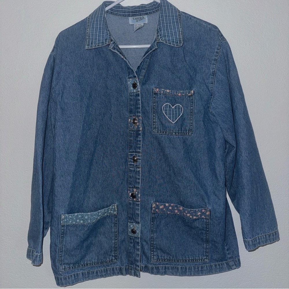 Teddi Vintage 90’s ‘Hearts Desire’ Floral Denim Button Up Shirt/Jacket S